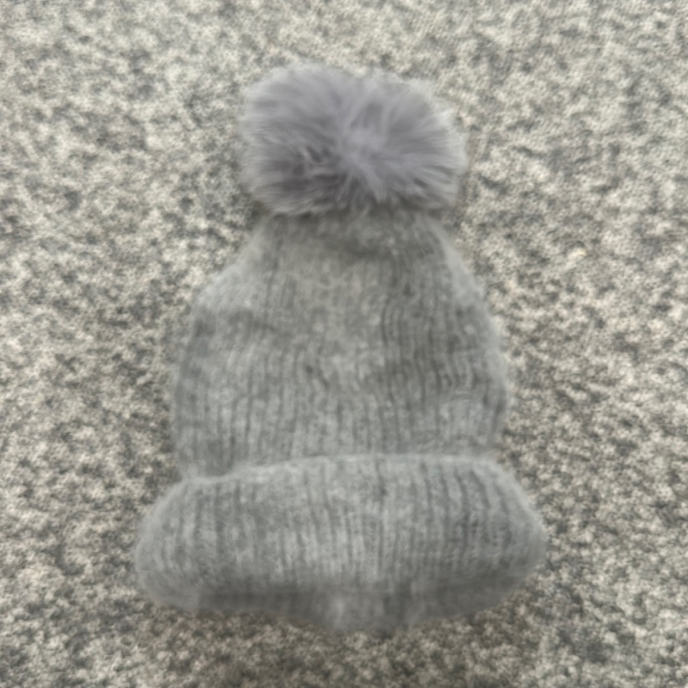 Eugenia Kim Maddox Knit Hat with Grey/Black Fur Pompom